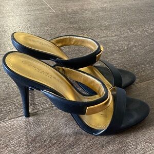 Donna Karan Black and Gold Sabina Sandal Heels